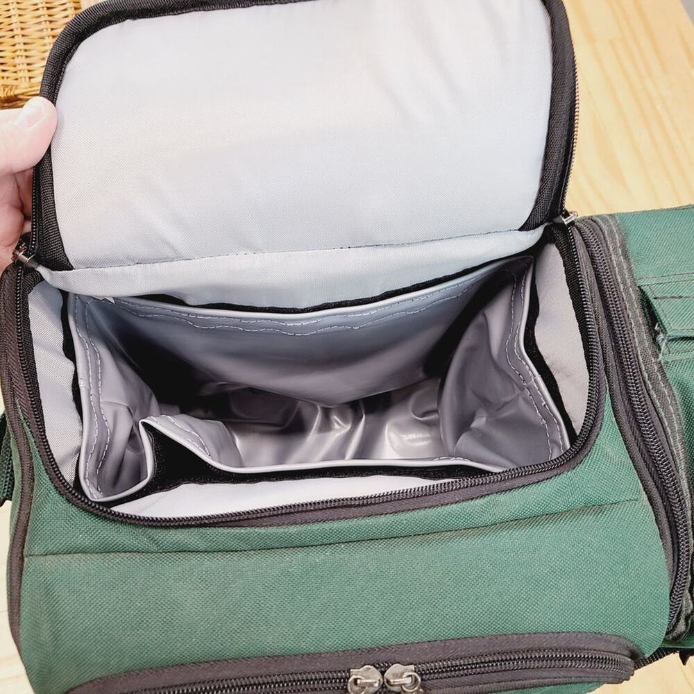 Insulated Picnic Duffle for 2, 'PICNIC TIME' Hunter Green, PRE-OWNED - Picture 5 of 8